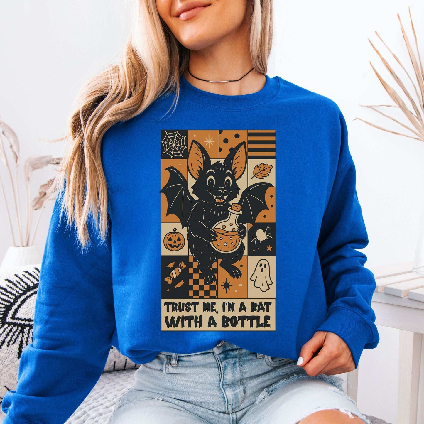 Potion Bat Halloween Sweatshirt – Trust Me I’m a Bat With a Bottle