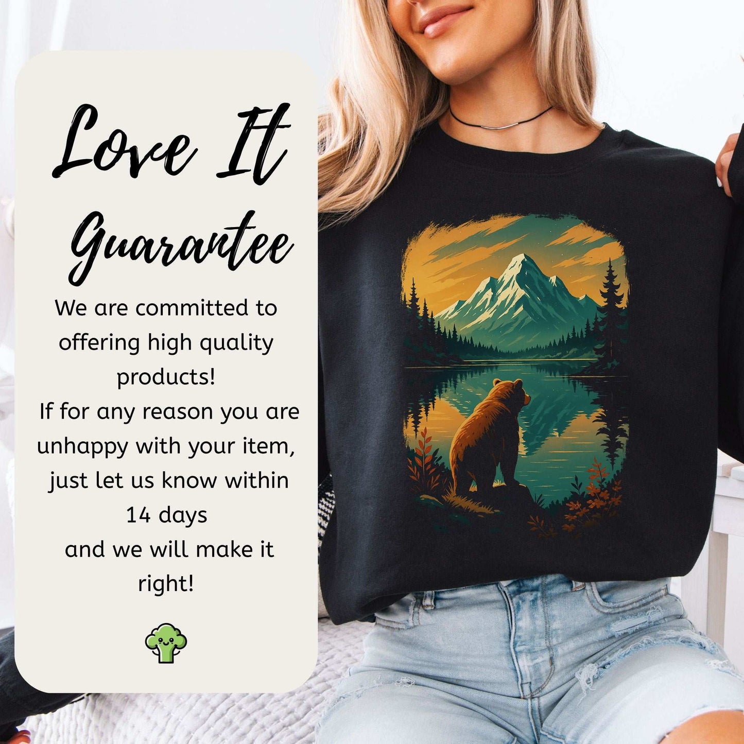 Bear Alaska Lake Sweatshirt – Vintage Mountain Reflection Vibes