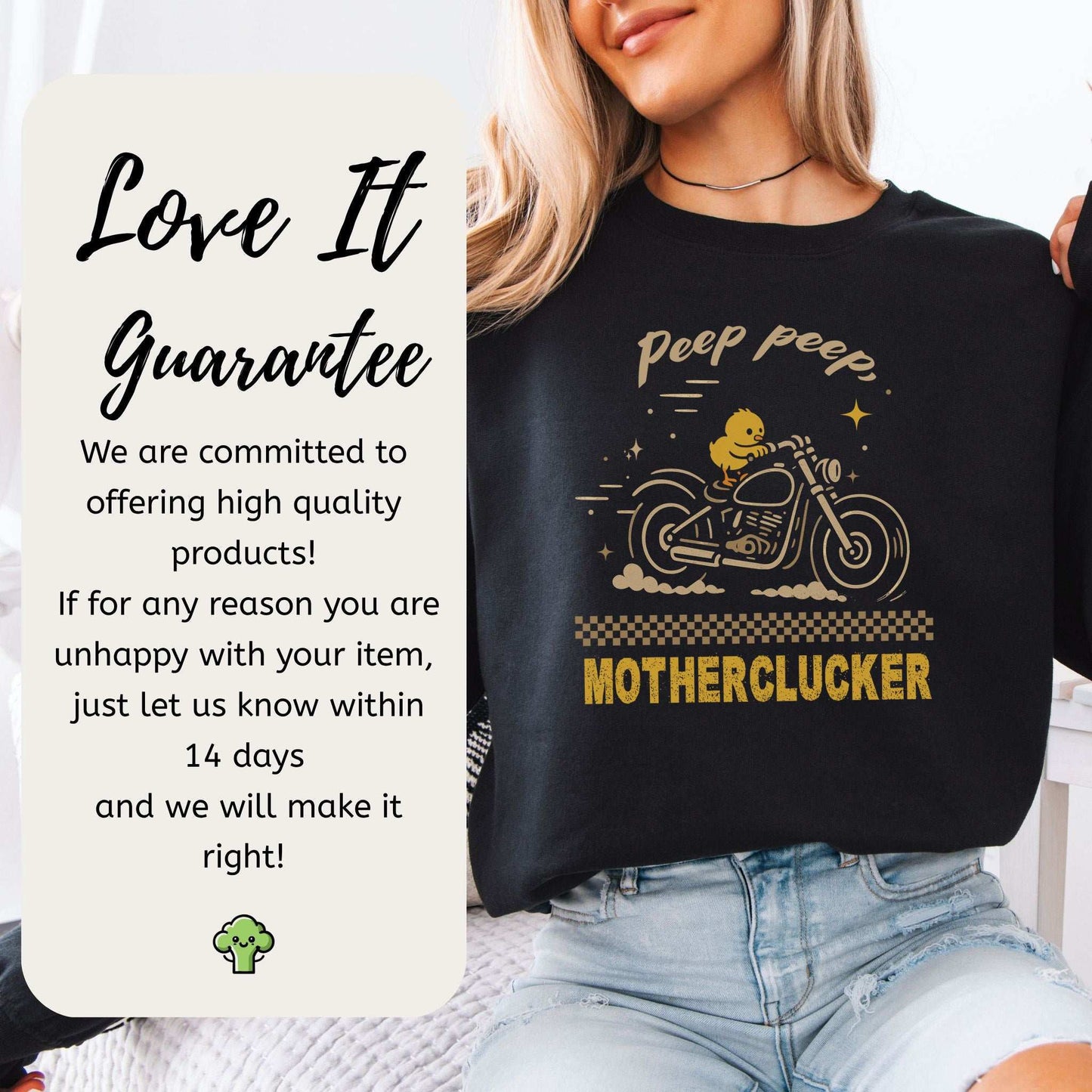 Chicken Motorcycle Sweatshirt – Funny Motherclucker Biker Vibes for Farm & Meme Lovers