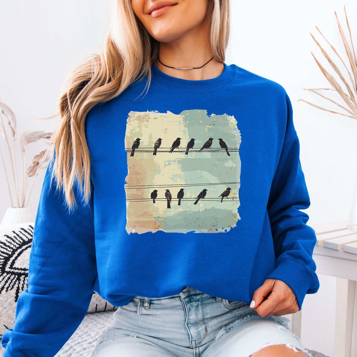 Birds on a Wire Sweatshirt – Retro Nature Gift with Urban Chill Vibes