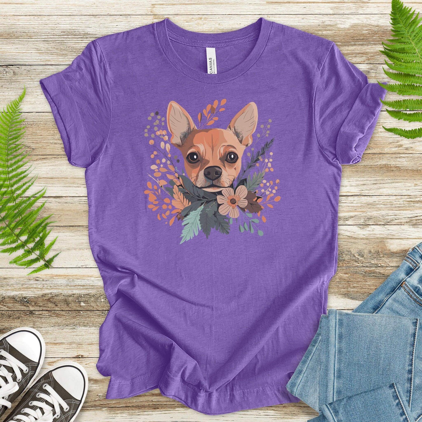 Blooming Pincher: Cute Dog & Floral T-Shirt - TShirtree
