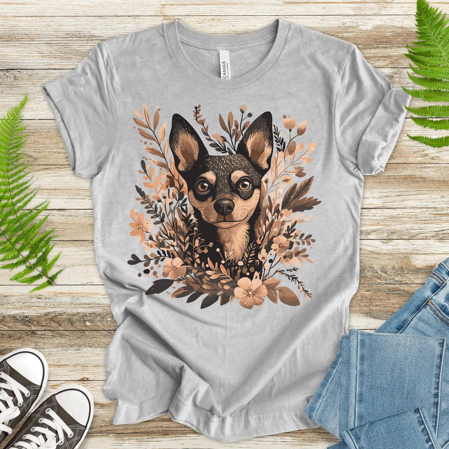 Floral Pincher: Elegant & Cute Dog T-Shirt - TShirtree