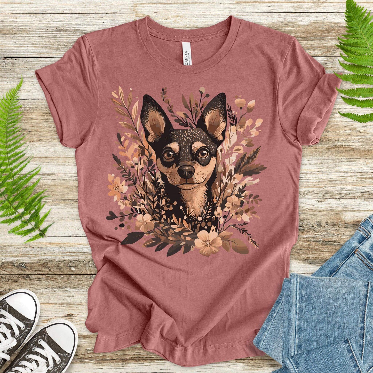 Floral Pincher: Elegant & Cute Dog T-Shirt - TShirtree