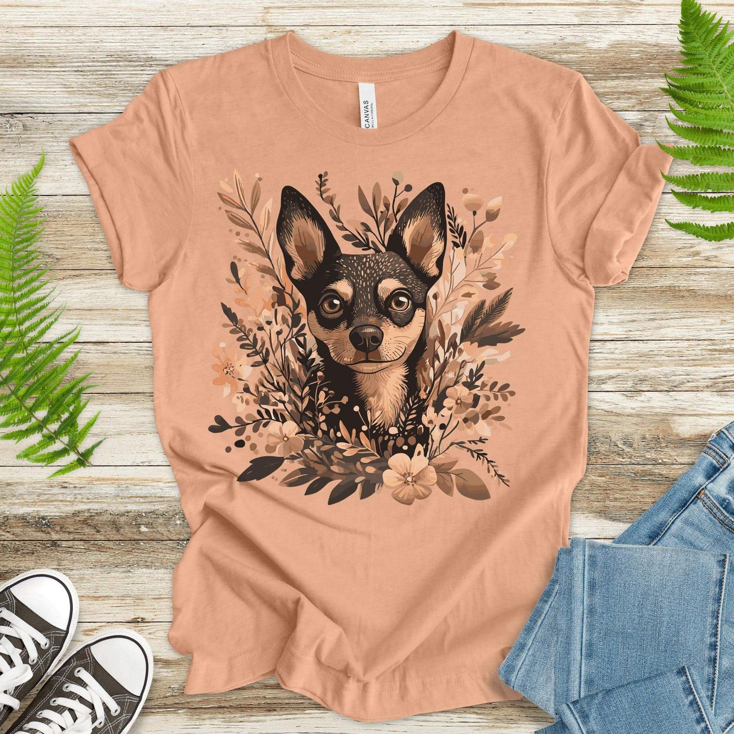 Floral Pincher: Elegant & Cute Dog T-Shirt - TShirtree