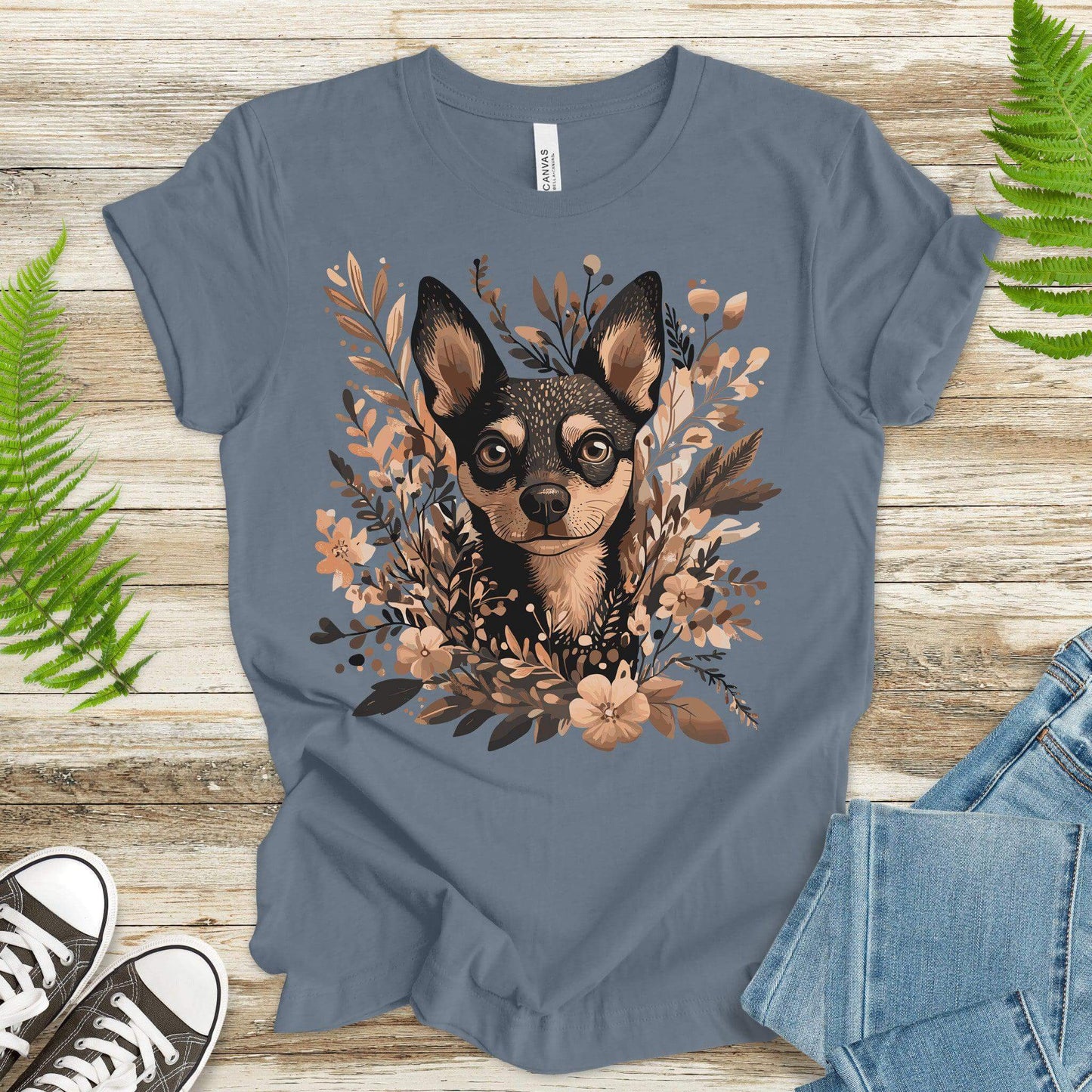 Floral Pincher: Elegant & Cute Dog T-Shirt - TShirtree