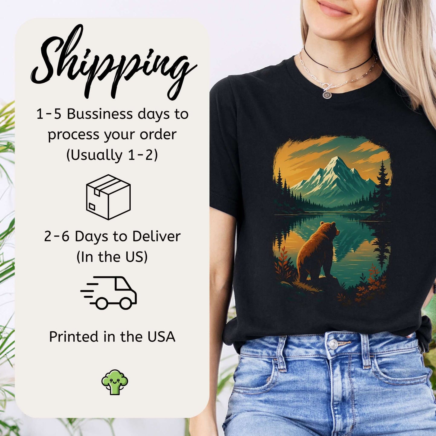 Alaskan Bear Lake View T-Shirt – Wildlife Hiking Shirt