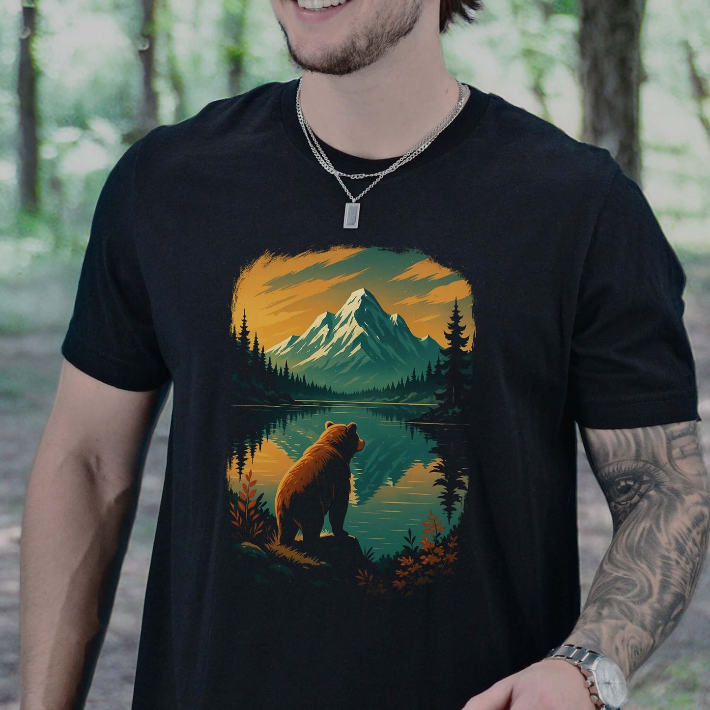 Alaskan Bear Lake View T-Shirt – Wildlife Hiking Shirt