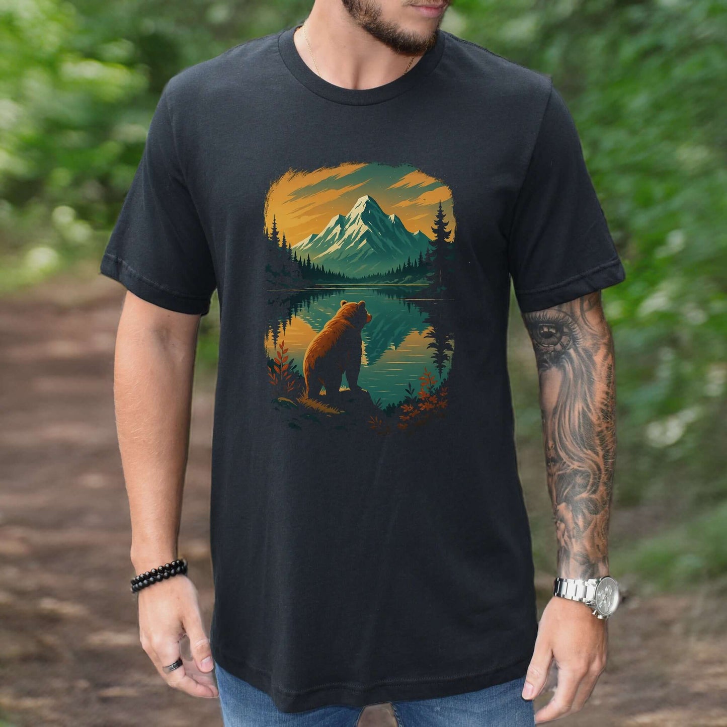Alaskan Bear Lake View T-Shirt – Wildlife Hiking Shirt