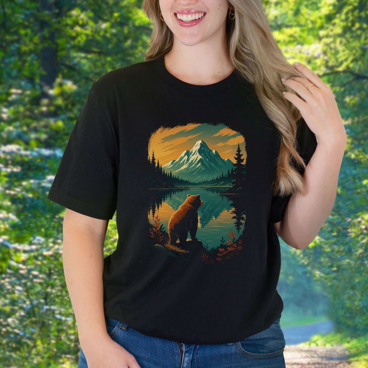 Alaskan Bear Lake View T-Shirt – Wildlife Hiking Shirt