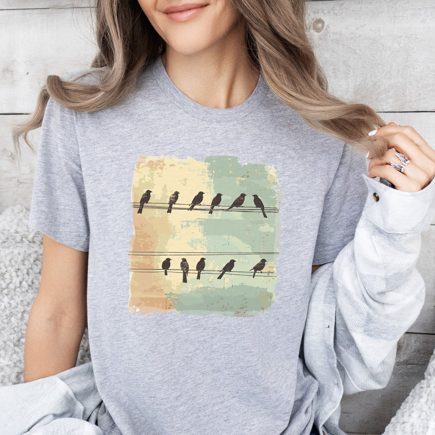 Birds on a Wire: Retro Vibes T-Shirt