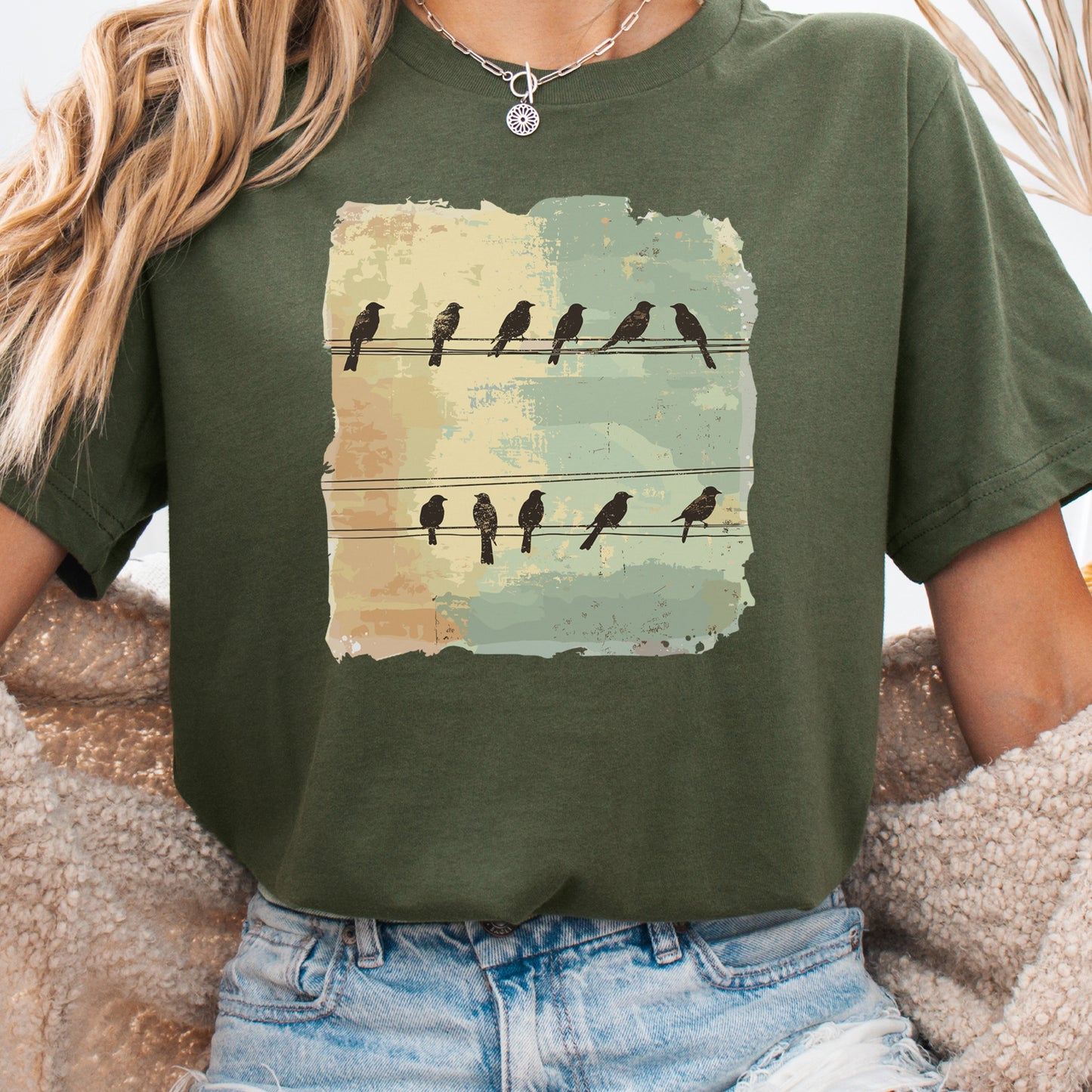 Birds on a Wire: Retro Vibes T-Shirt