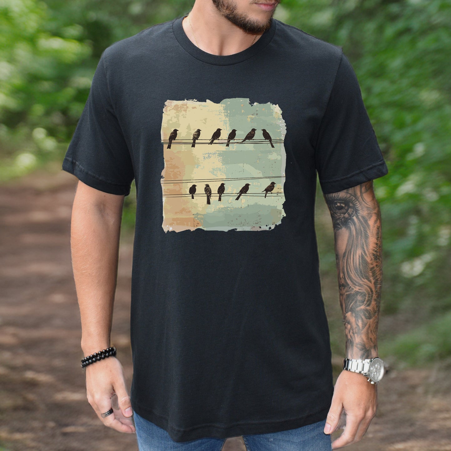 Birds on a Wire: Retro Vibes T-Shirt