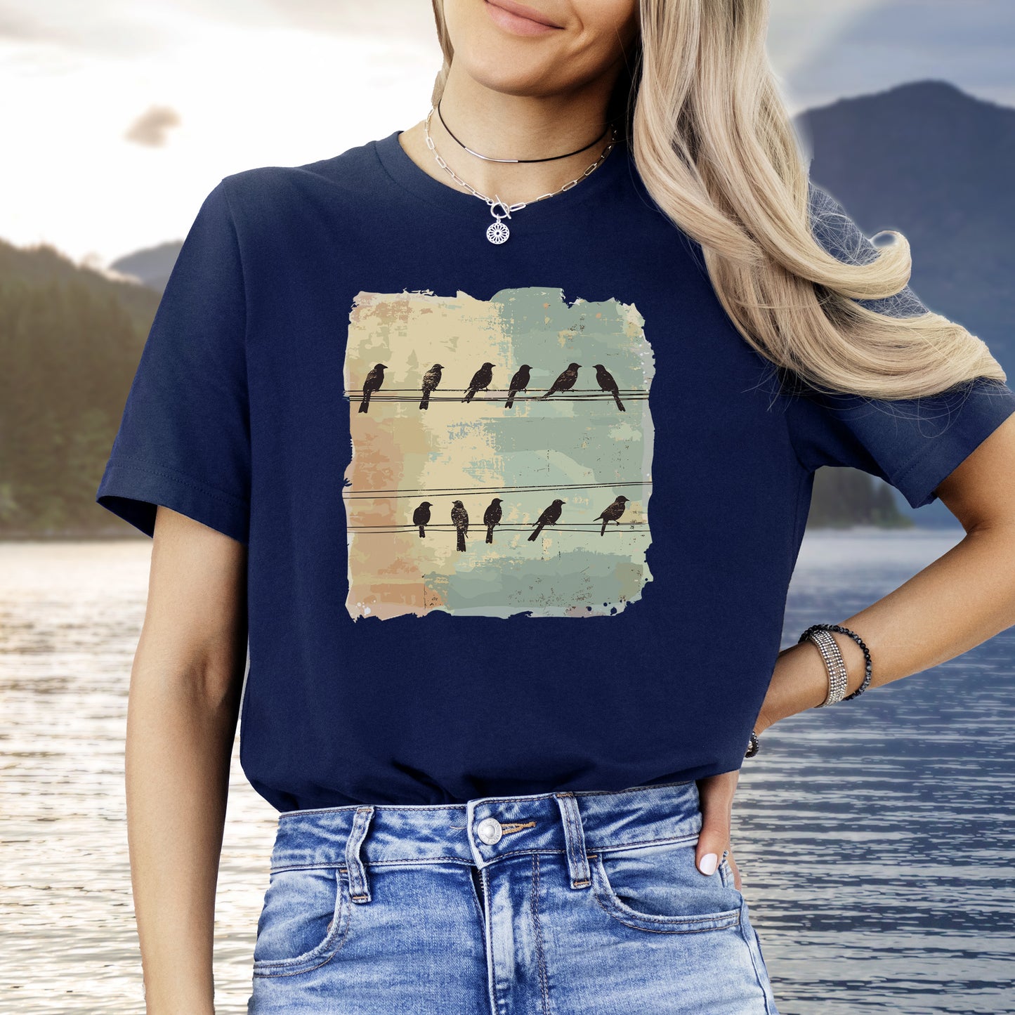Birds on a Wire: Retro Vibes T-Shirt