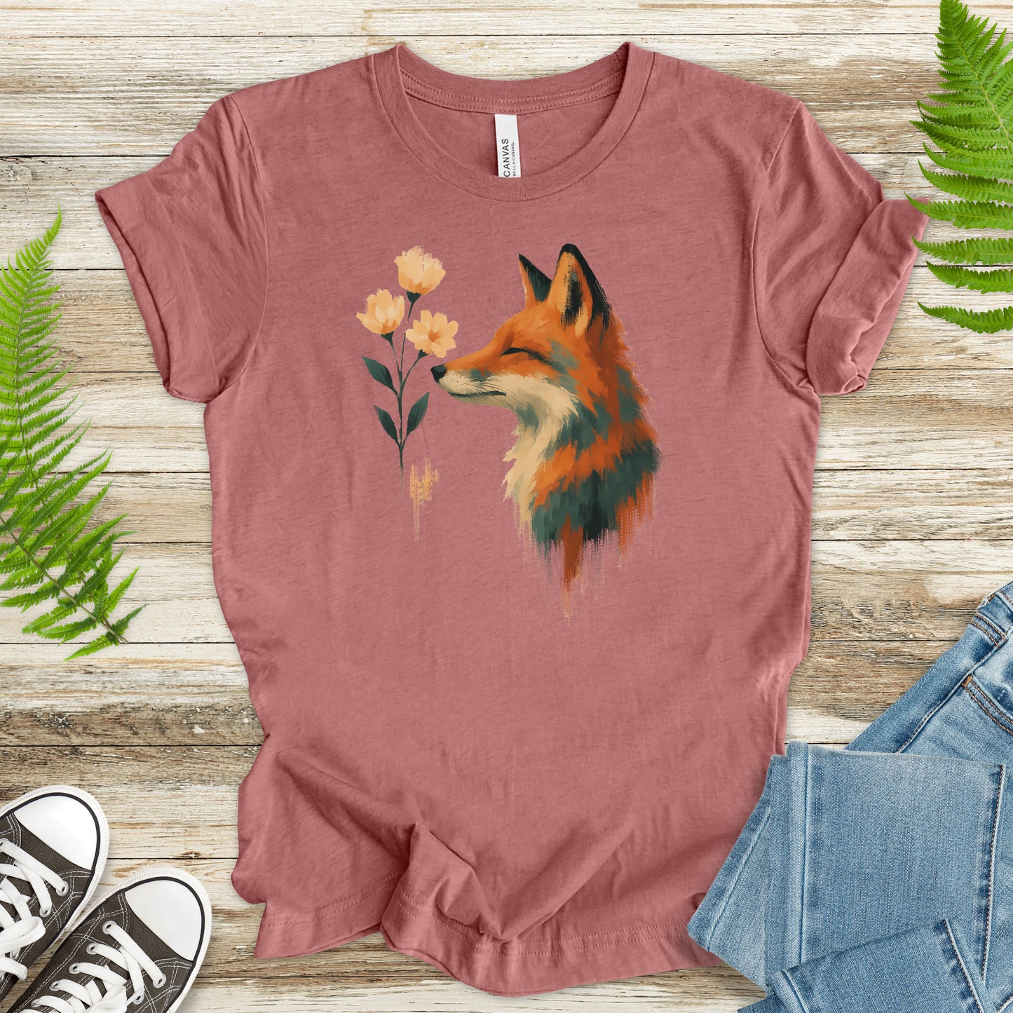 Floral Fox T-Shirt – Watercolor Cottagecore Nature Lover Tee