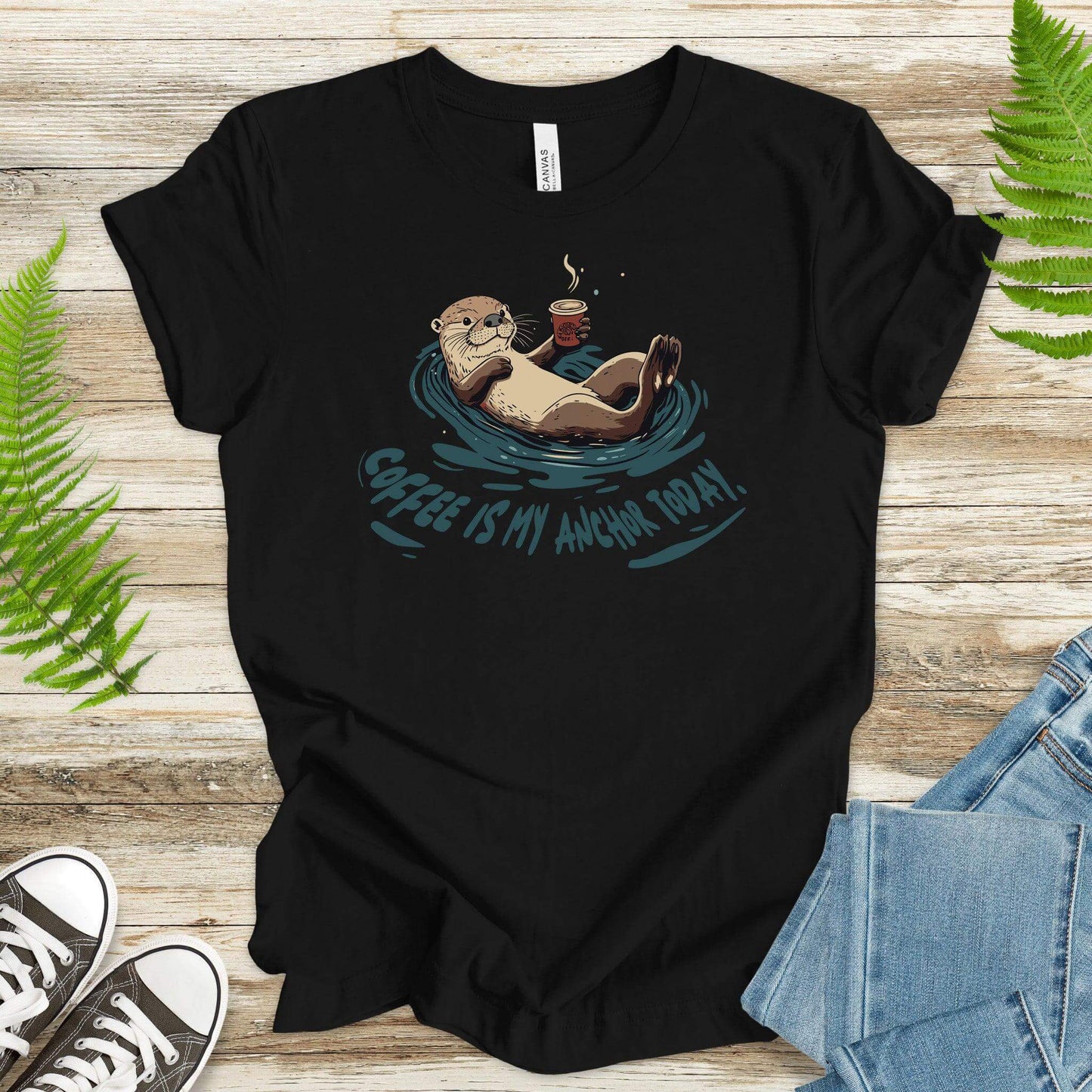 Coffee Is My Anchor Today – Playful Otter T-Shirt - TShirtree