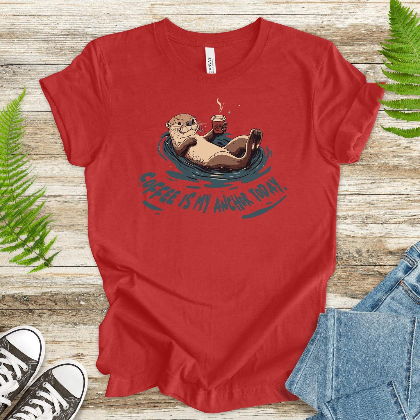 Coffee Is My Anchor Today – Playful Otter T-Shirt - TShirtree