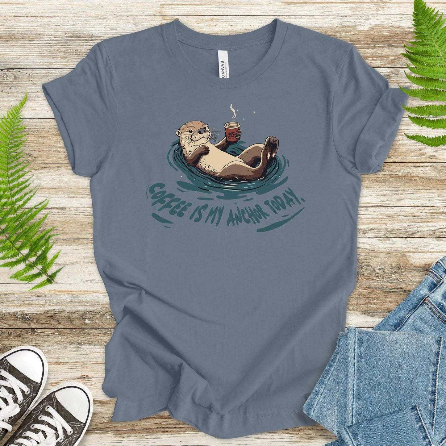 Coffee Is My Anchor Today – Playful Otter T-Shirt - TShirtree