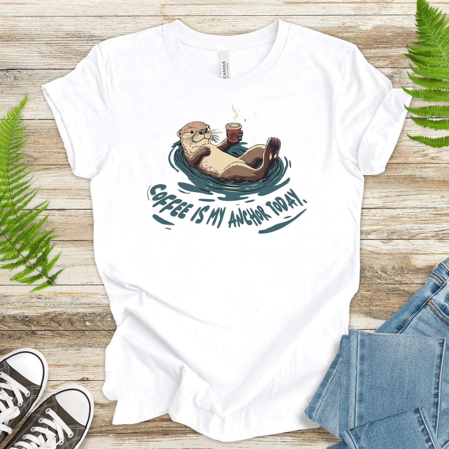 Coffee Is My Anchor Today – Playful Otter T-Shirt - TShirtree