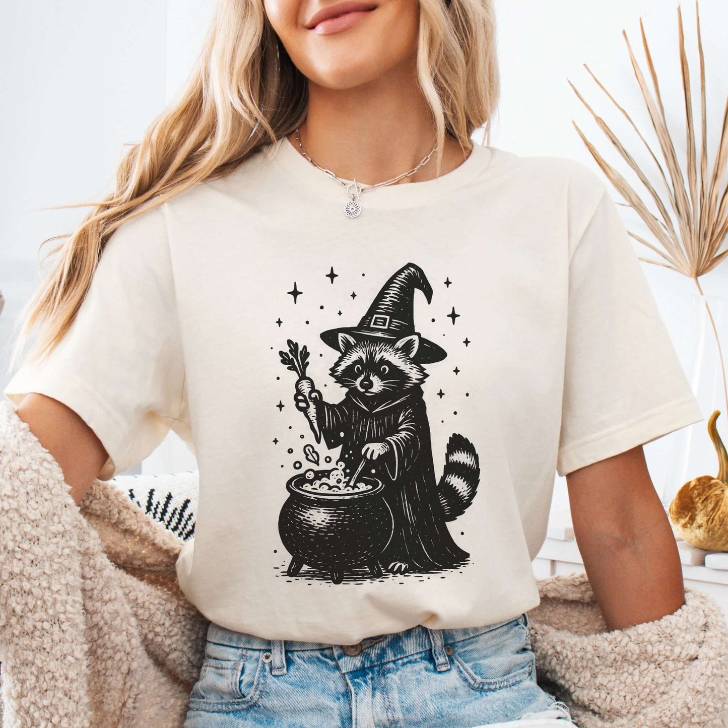 Raccoon Witch Cooking Magic T-Shirt