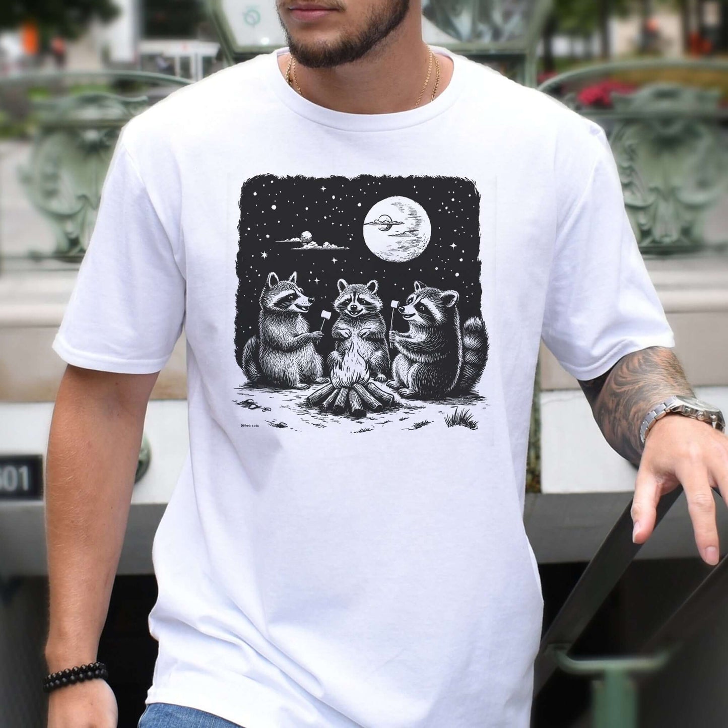 Raccoon Campfire Party T-Shirt