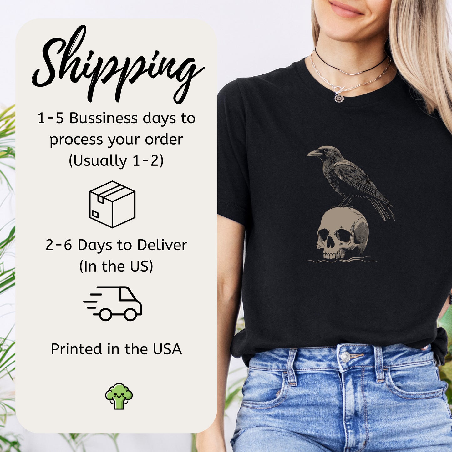 Raven on Skull T-Shirt – Bold and Realistic Gothic Design