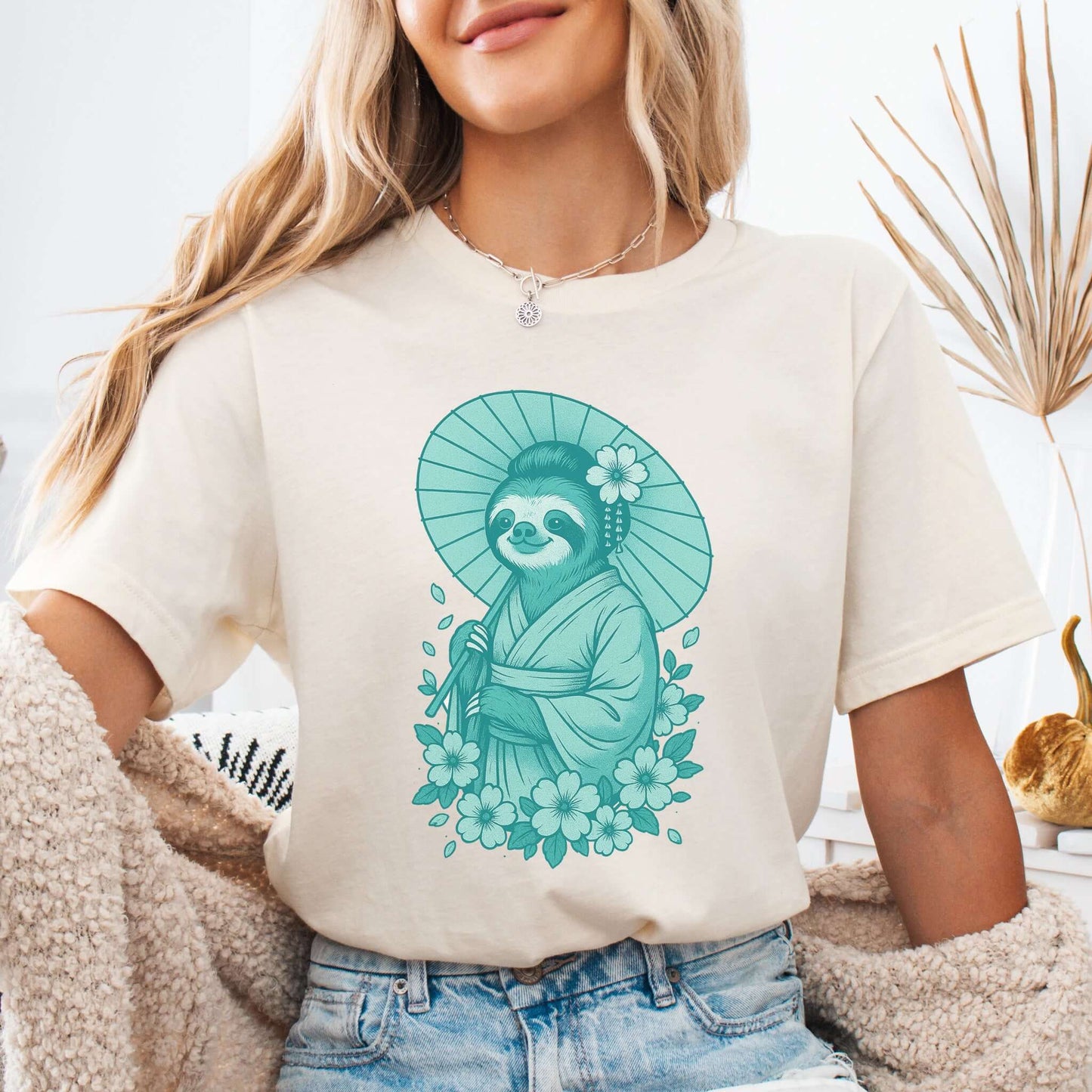 Elegant Sloth Geisha Japanese Style T-Shirt