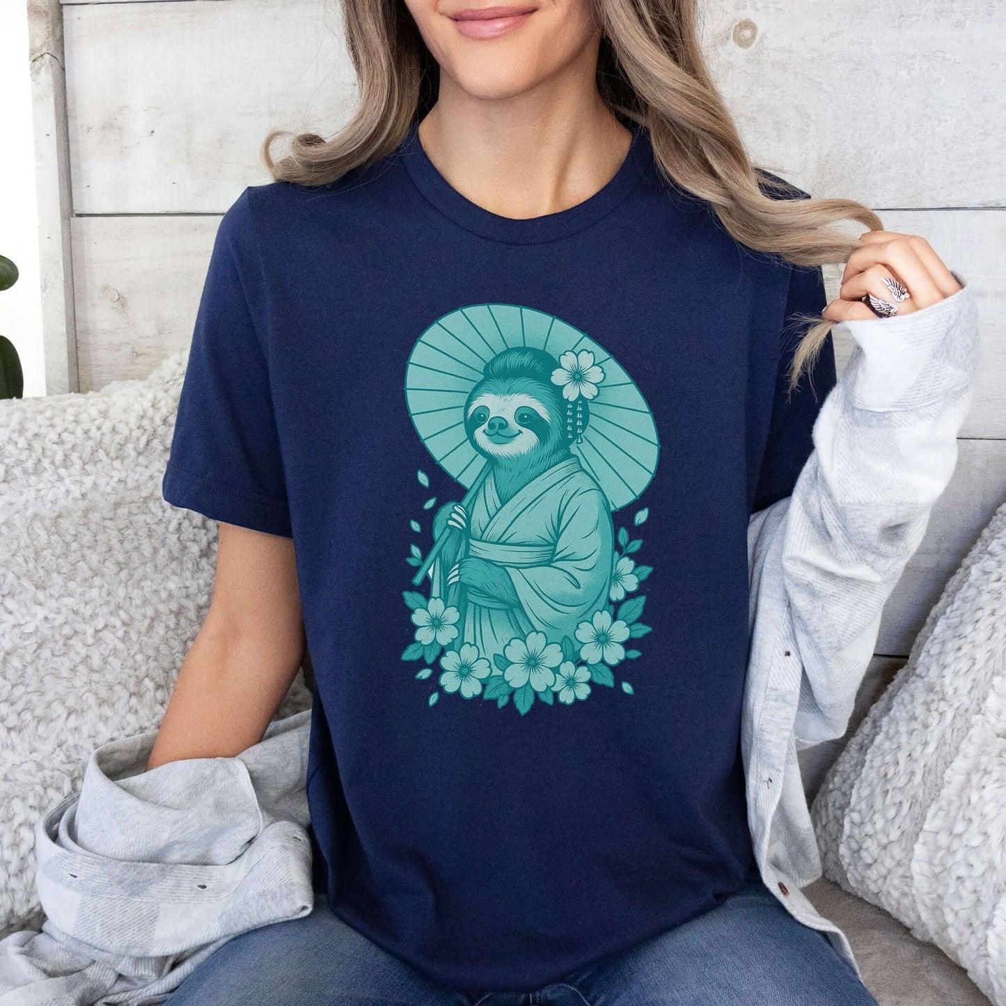 Elegant Sloth Geisha Japanese Style T-Shirt