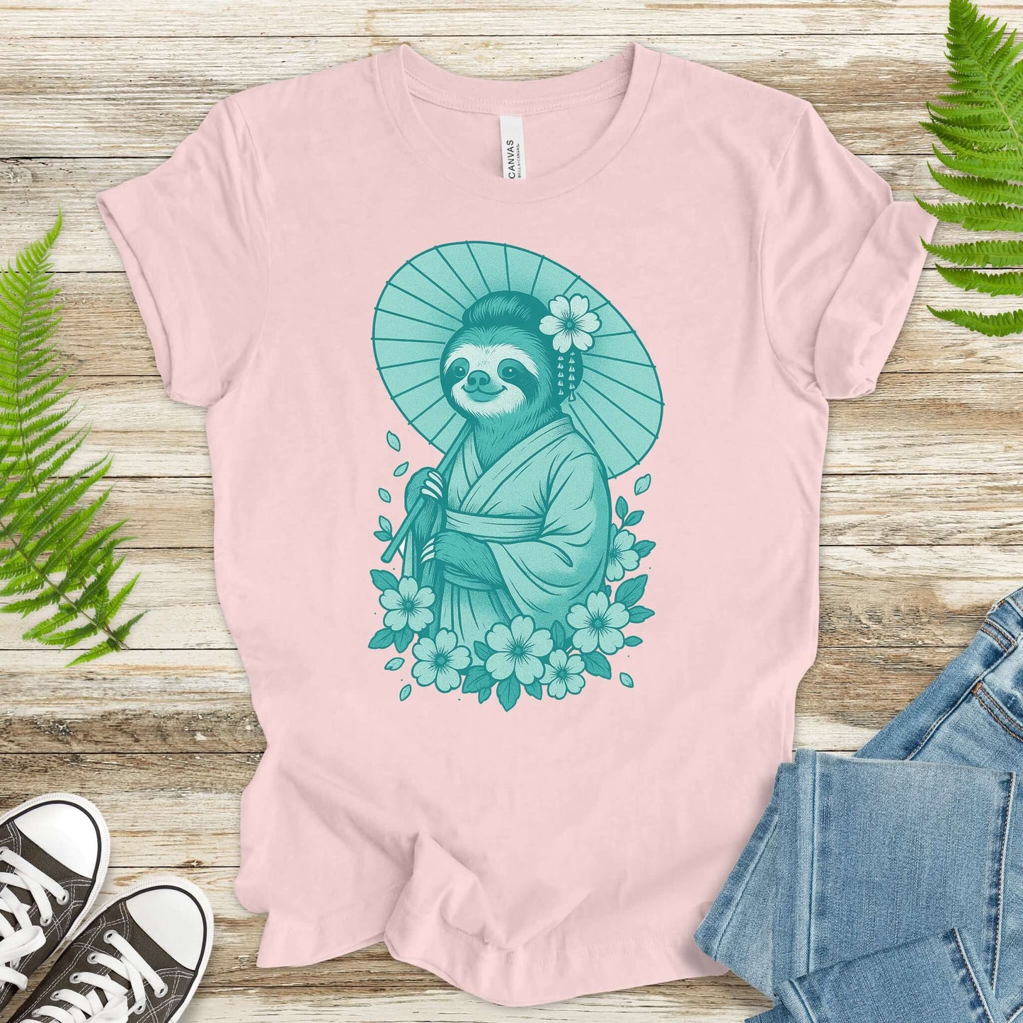 Elegant Sloth Geisha Japanese Style T-Shirt