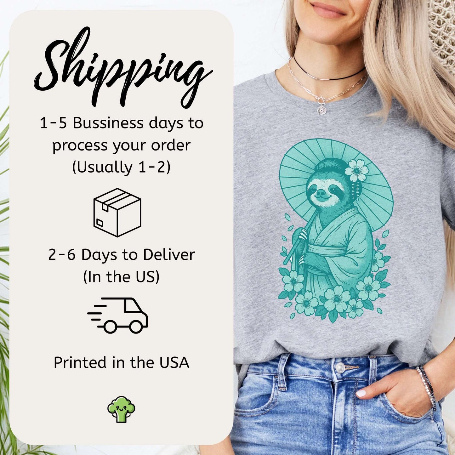 Elegant Sloth Geisha Japanese Style T-Shirt