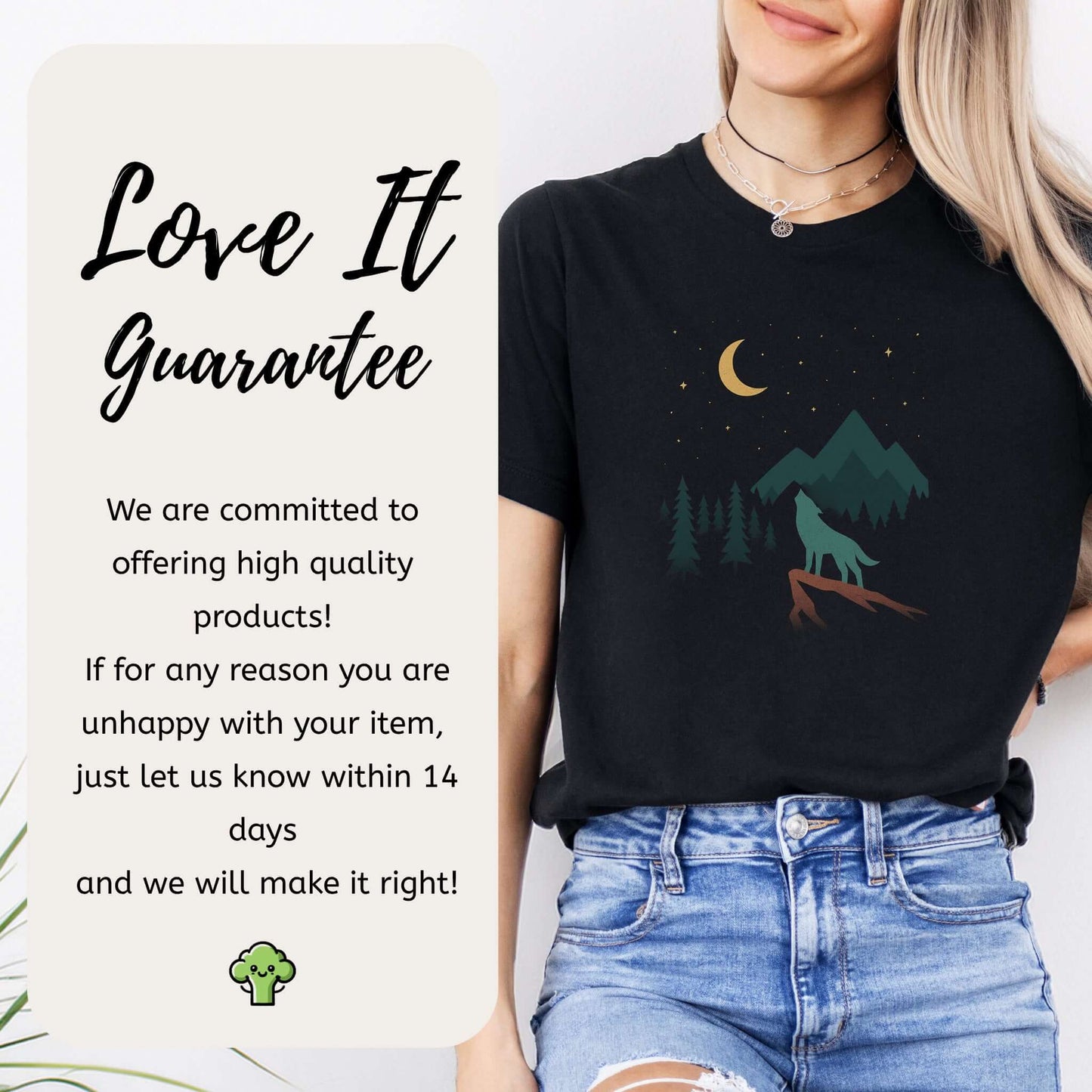 Minimalist Wolf Howling Under Moon T-Shirt – Vintage Wilderness Style