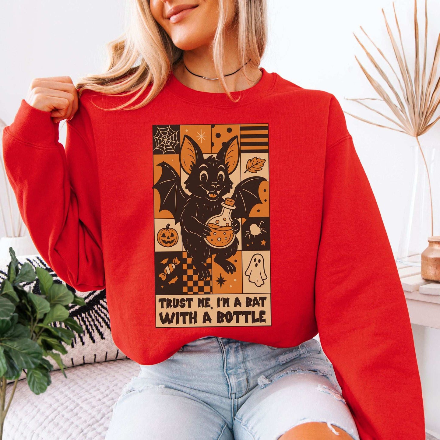 Potion Bat Halloween Sweatshirt – Trust Me I’m a Bat With a Bottle