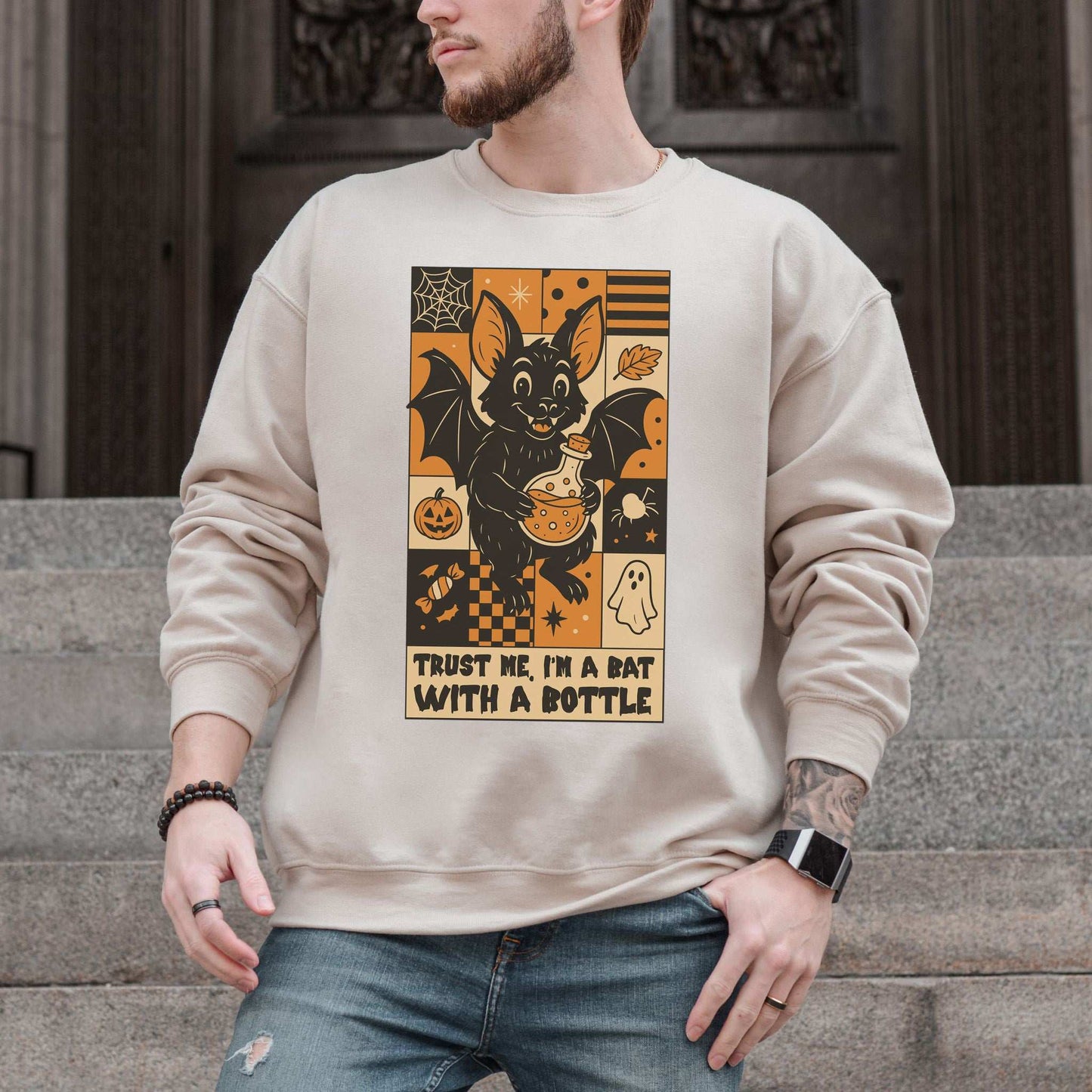 Potion Bat Halloween Sweatshirt – Trust Me I’m a Bat With a Bottle