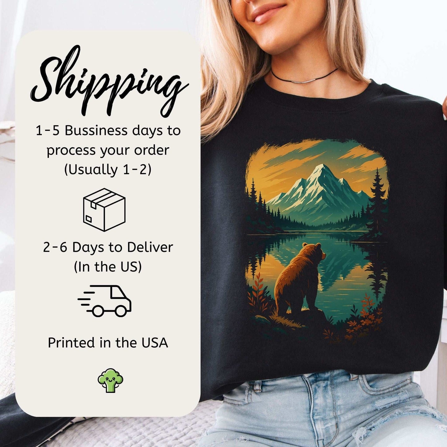 Bear Alaska Lake Sweatshirt – Vintage Mountain Reflection Vibes