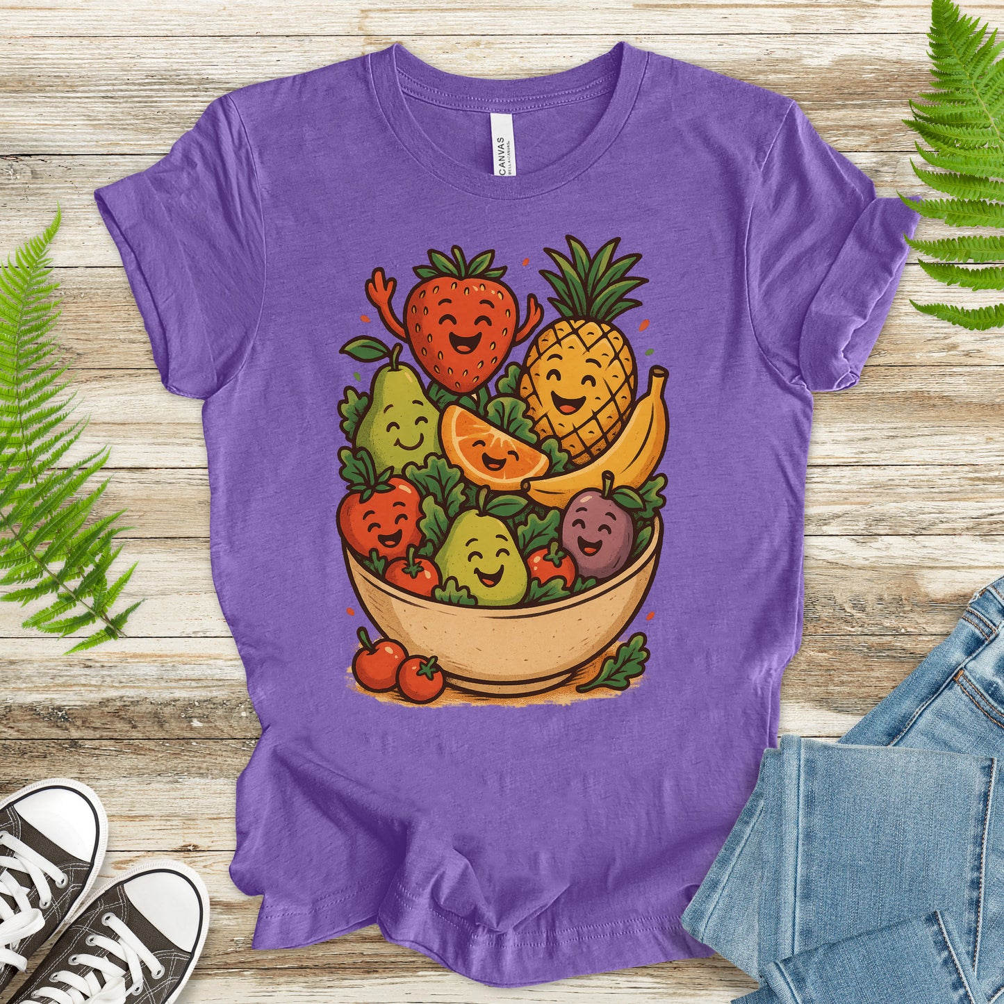 Fruit Basket Smiley T-Shirt – Cute Retro Summer Fruit Lover Tee