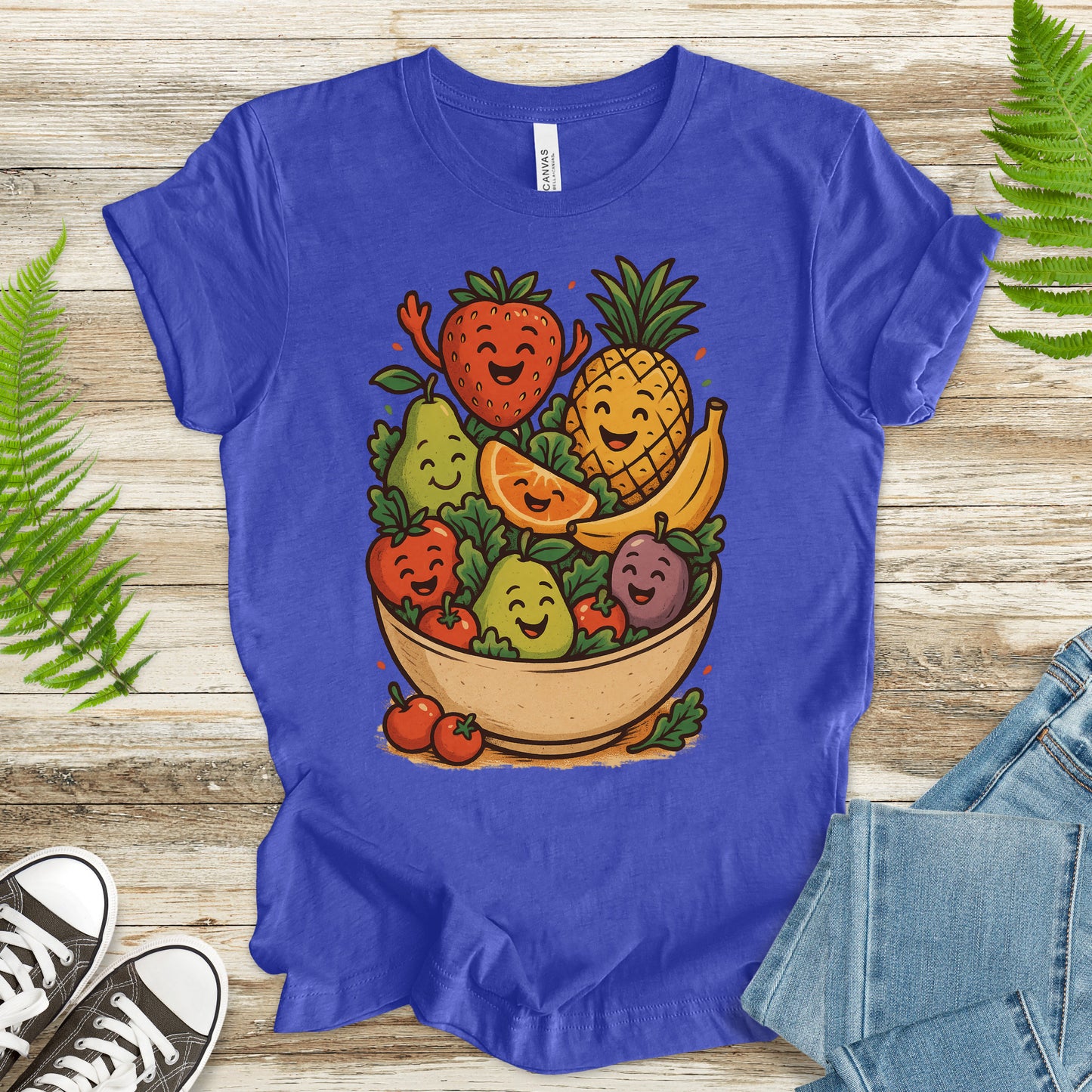 Fruit Basket Smiley T-Shirt – Cute Retro Summer Fruit Lover Tee
