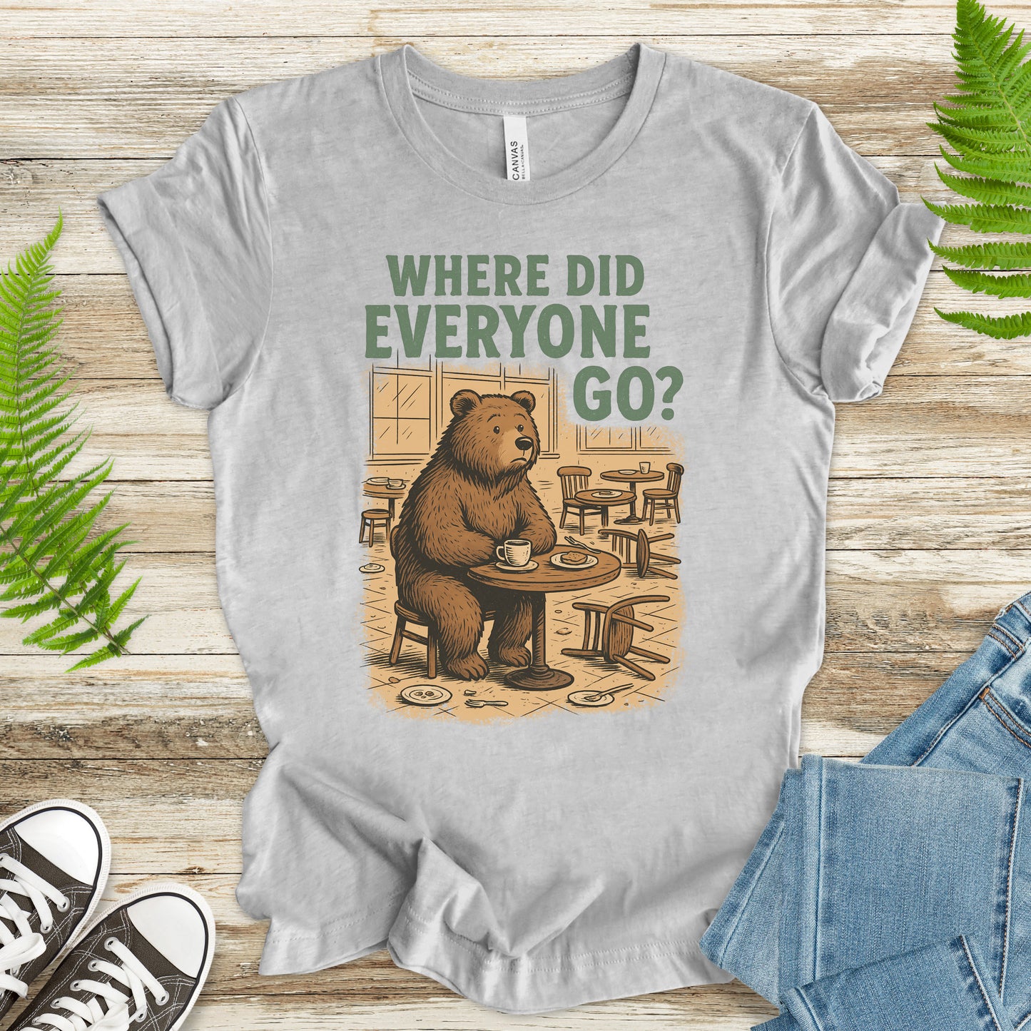 Confused Bear Coffee T-Shirt – Funny Vintage Café Animal Tee