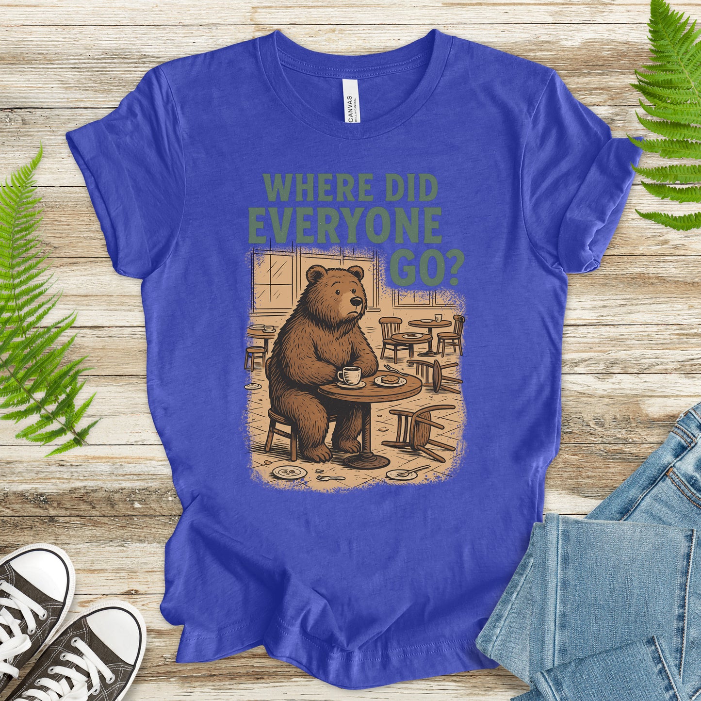 Confused Bear Coffee T-Shirt – Funny Vintage Café Animal Tee
