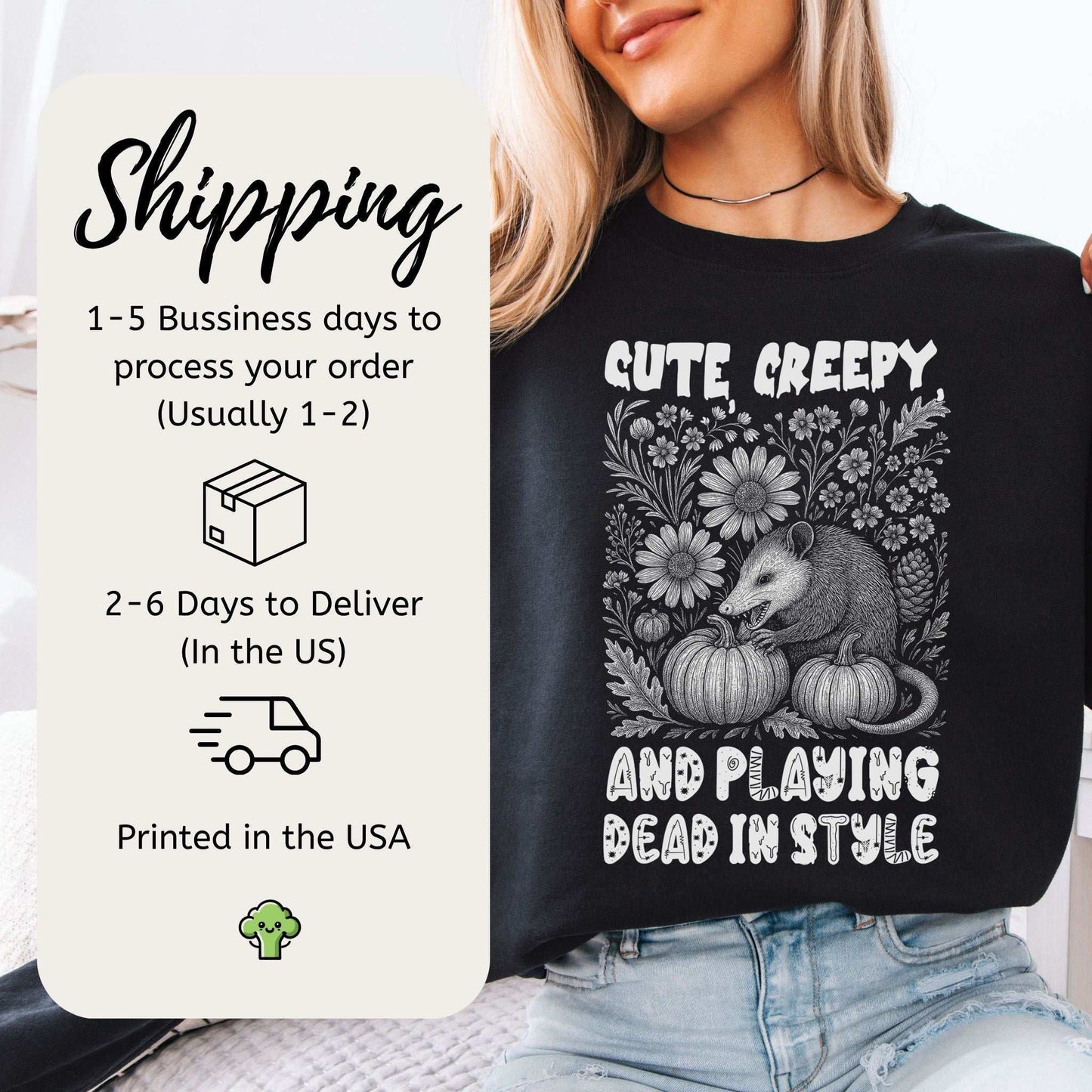 Cute Creepy Opossum Halloween Sweatshirt – Funny Possum Lover Fall Gift