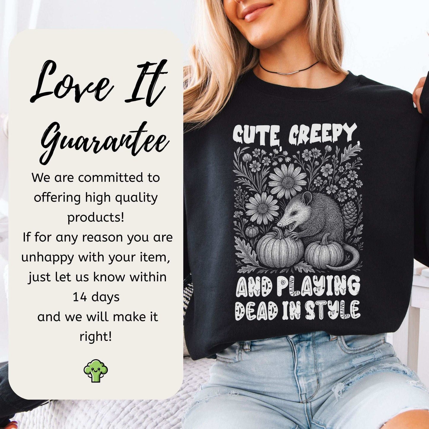 Cute Creepy Opossum Halloween Sweatshirt – Funny Possum Lover Fall Gift