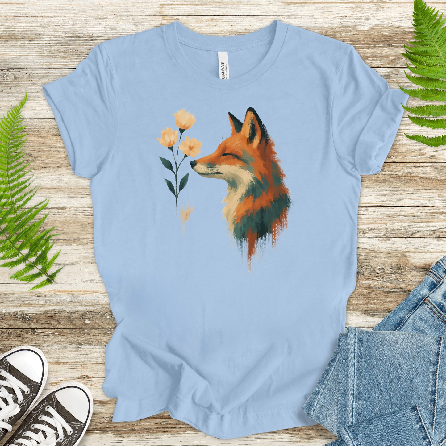 Floral Fox T-Shirt – Watercolor Cottagecore Nature Lover Tee