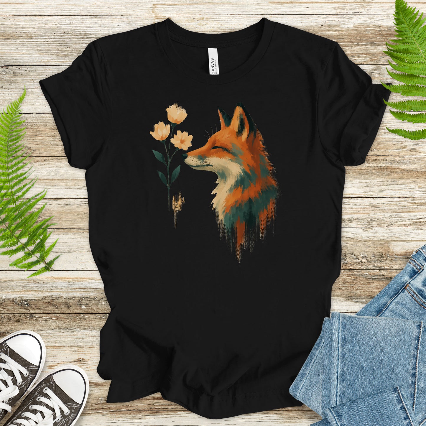 Floral Fox T-Shirt – Watercolor Cottagecore Nature Lover Tee