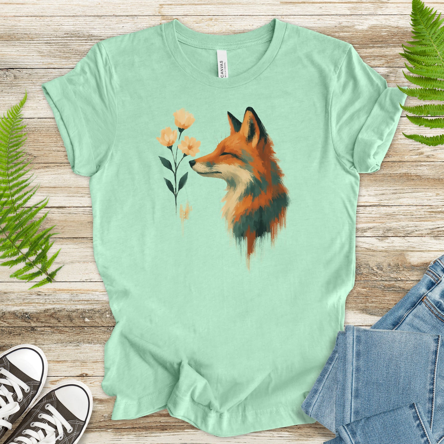 Floral Fox T-Shirt – Watercolor Cottagecore Nature Lover Tee