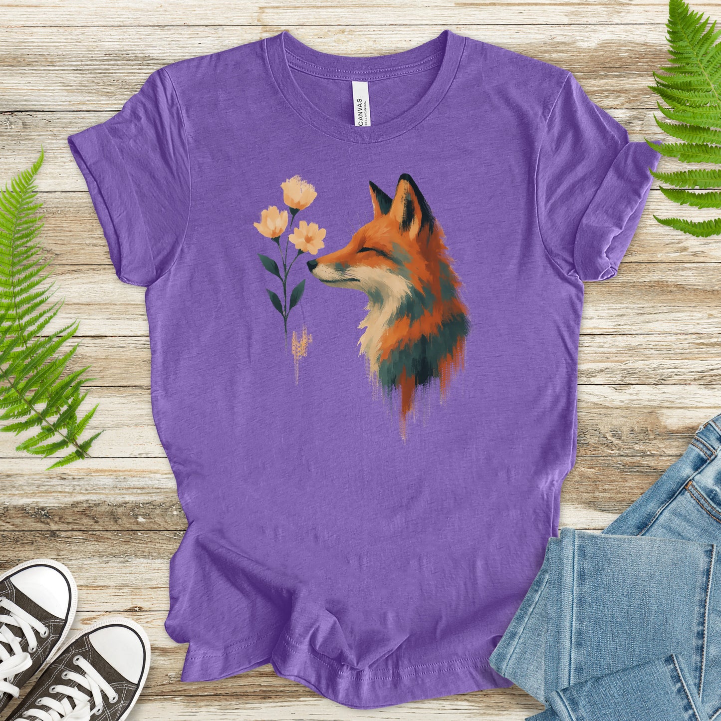 Floral Fox T-Shirt – Watercolor Cottagecore Nature Lover Tee