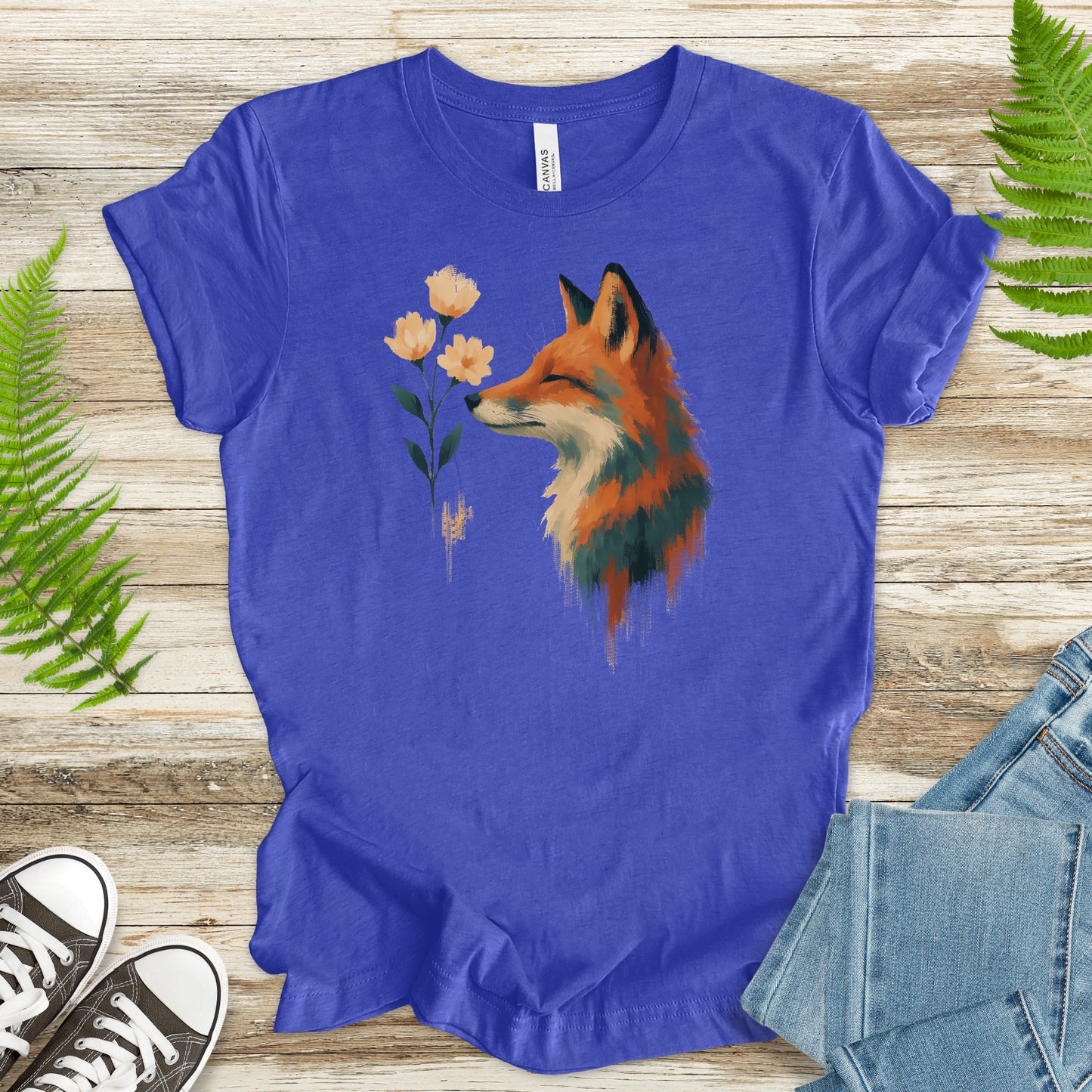 Floral Fox T-Shirt – Watercolor Cottagecore Nature Lover Tee