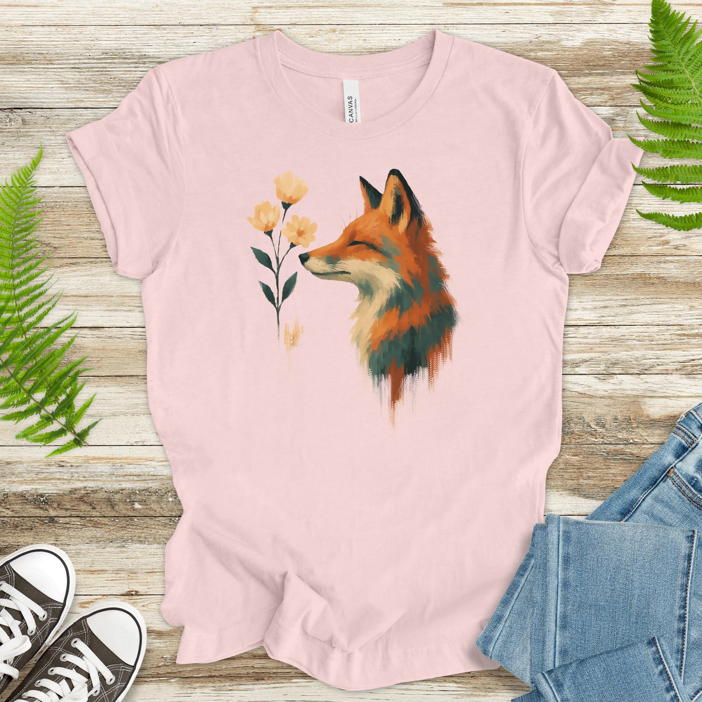 Floral Fox T-Shirt – Watercolor Cottagecore Nature Lover Tee
