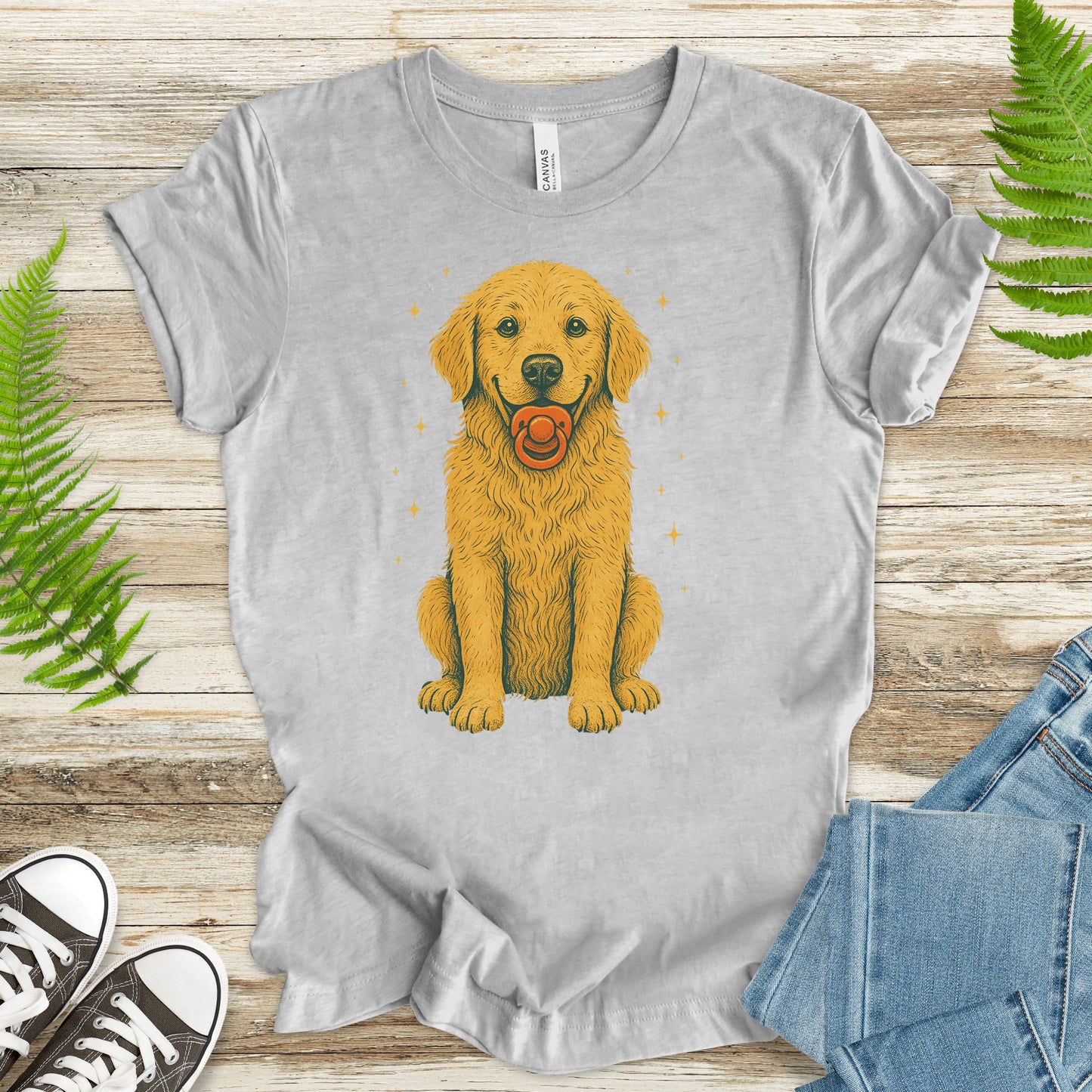 Golden Retriever Pacifier T-Shirt – Funny Retro Dog Lover Tee