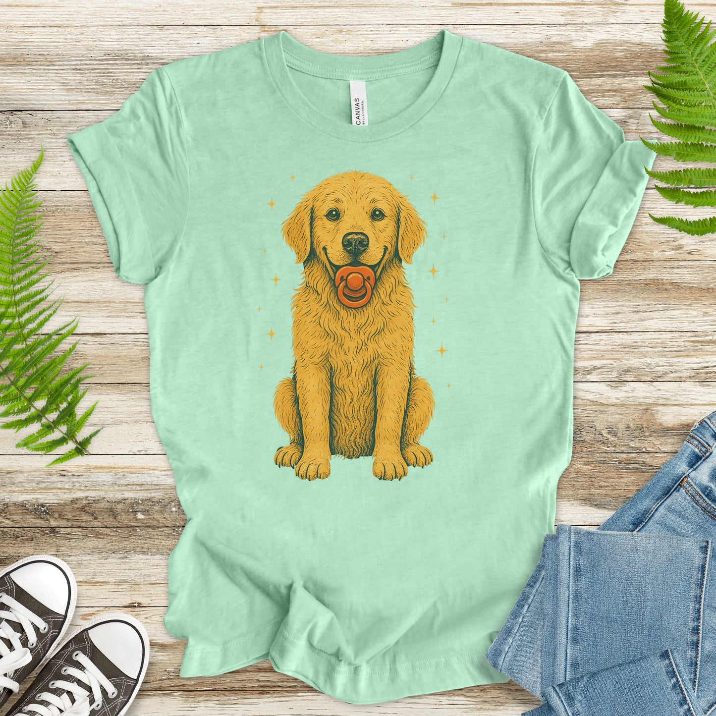 Golden Retriever Pacifier T-Shirt – Funny Retro Dog Lover Tee