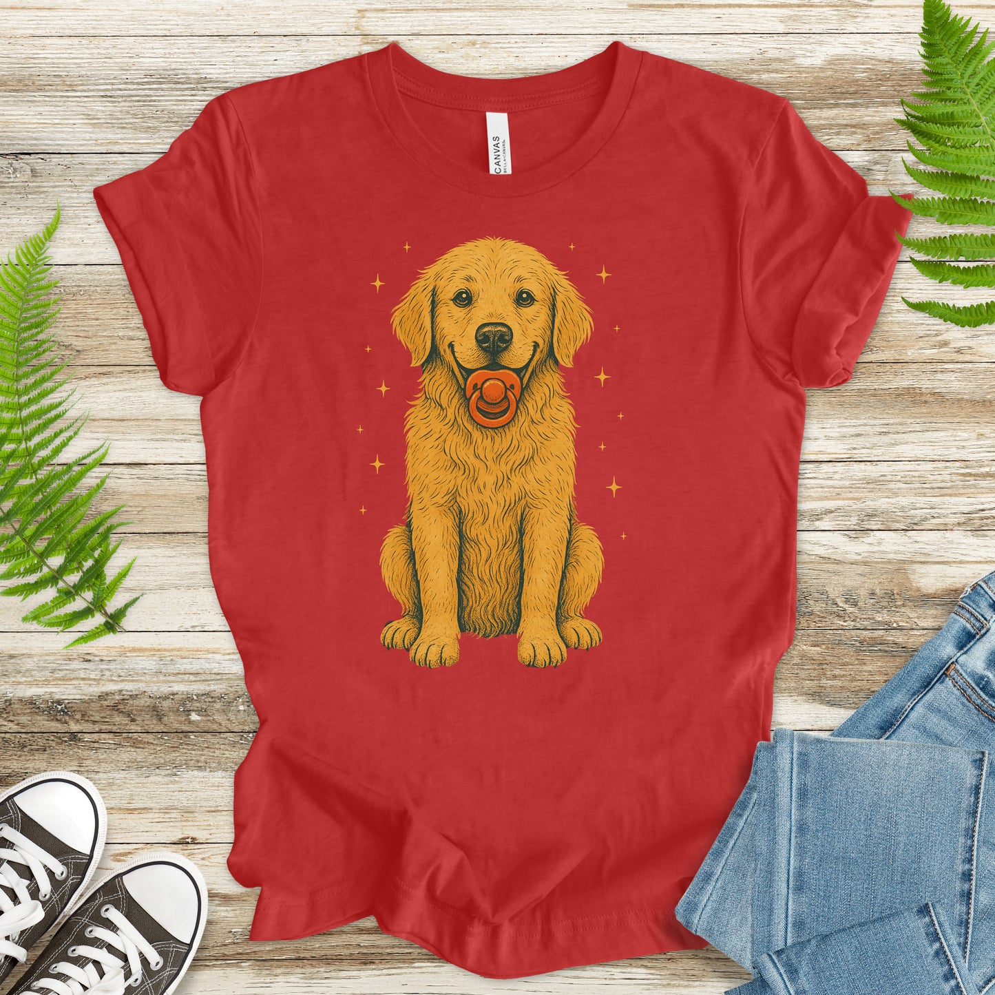 Golden Retriever Pacifier T-Shirt – Funny Retro Dog Lover Tee