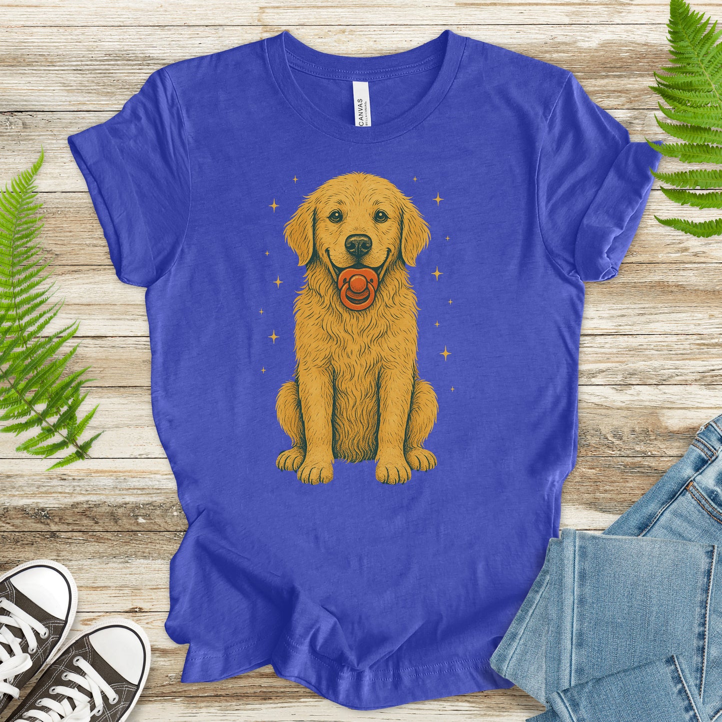 Golden Retriever Pacifier T-Shirt – Funny Retro Dog Lover Tee