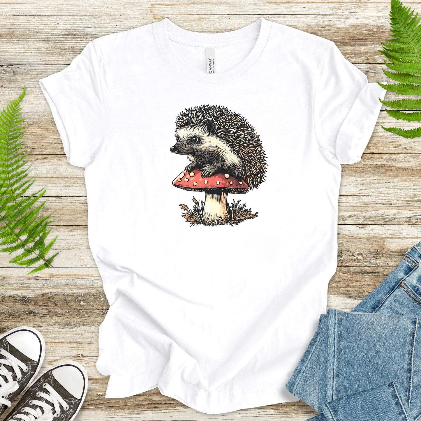 Hedgehog on Mushroom T-Shirt - TShirtree